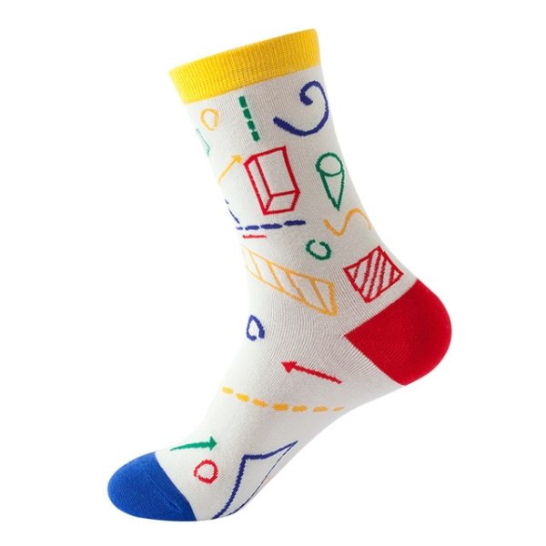 1Pair/3 Pairs/5 Pairs/10 Pairs Combed Cotton Fashion Patterns Socks for Men/Women Collection Random Colour - Image 38