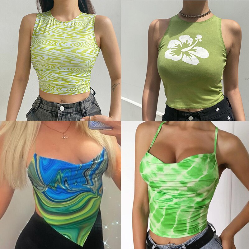 2021 Vintage Brown Halter Camisole Hollow Out Cyber Y2k Crop Top Women Gothic Sexy Aesthetic Fairy Corset Tank Camis 90s Clothes - Image 5