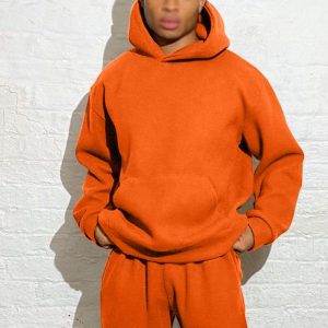 Autumn Y2k Hoodie Men Casual Unisex Streetwear Crewneck Sweatshirt Solid Color Pullover No Drawstring Hoodie Winter Clothes