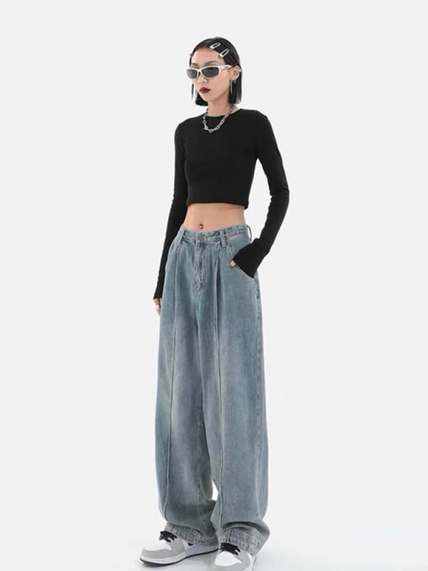 2022 Winter Y2k Fashion Women Harajuku Jeans Wide Leg Punk Loose Casual Denim Cargo Pants Baggy Streetwear Long Trousers Tide - Image 6
