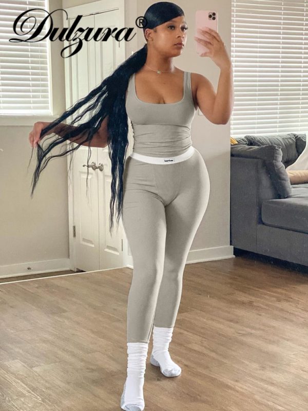 Dulzura 2022 Summer Women Ribbed Sexy Y2K Clothes Sleeveless Patchwork Skinny Jumpsuits Outfits Sporty Streetwear Drop Shipping - Image 4
