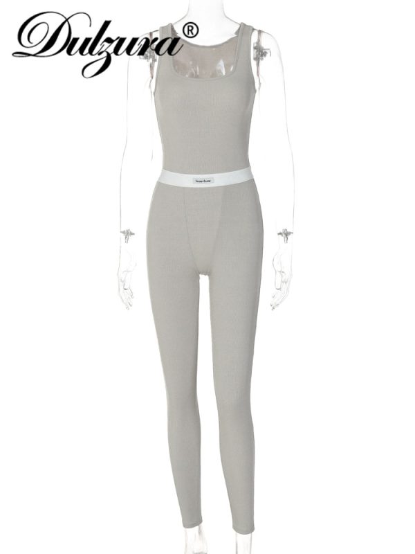 Dulzura 2022 Summer Women Ribbed Sexy Y2K Clothes Sleeveless Patchwork Skinny Jumpsuits Outfits Sporty Streetwear Drop Shipping - Image 6