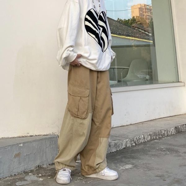 Baggy Black Cargo Pants for Men Khaki Cargo Trousers Male Vintage Loose Casual Autumn Japanese Streetwear Hip Hop Retro - Image 2
