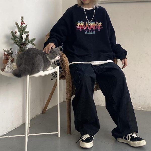 Baggy Black Cargo Pants for Men Khaki Cargo Trousers Male Vintage Loose Casual Autumn Japanese Streetwear Hip Hop Retro - Image 5