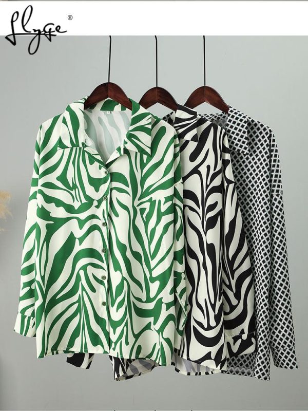 Loose Stripe Women Shirt Pants Two Piece Set Elegant Long Sleeve Top And Elastic High Waist Trousers Suit Spring Trouser Suits - Image 3