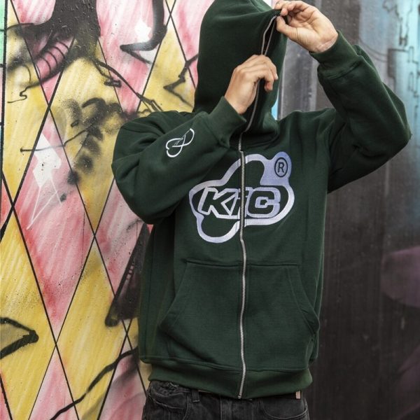 Men Letter Print Hoodies Winter Zip Up Long Sleeve Oversized Jacket Coats Harajuku Gothic Hooded Sweatshirts Y2K Teen Clothes - Image 5