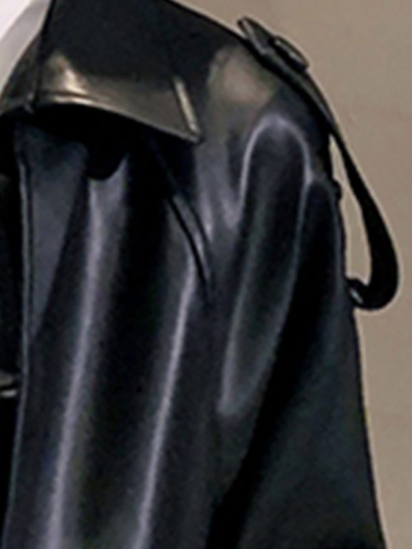 Nerazzurri Spring Black Oversized Long Waterproof Leather Trench Coat for Women 2021 Long Sleeve Loose Korean Fashion Clothing - Image 6