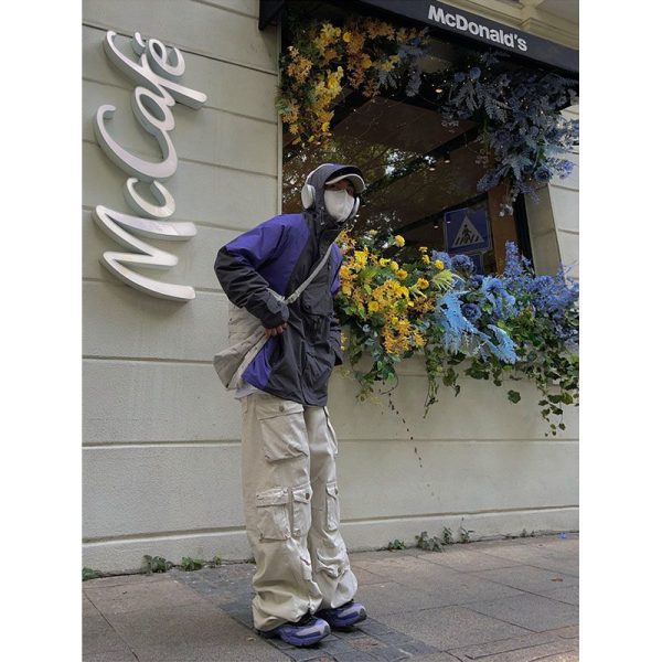 Street Popular White Multi-pocket Overalls Men's Harajuku Style Loose Casual Trousers Straight Mopping Pants Autumn New - Image 3