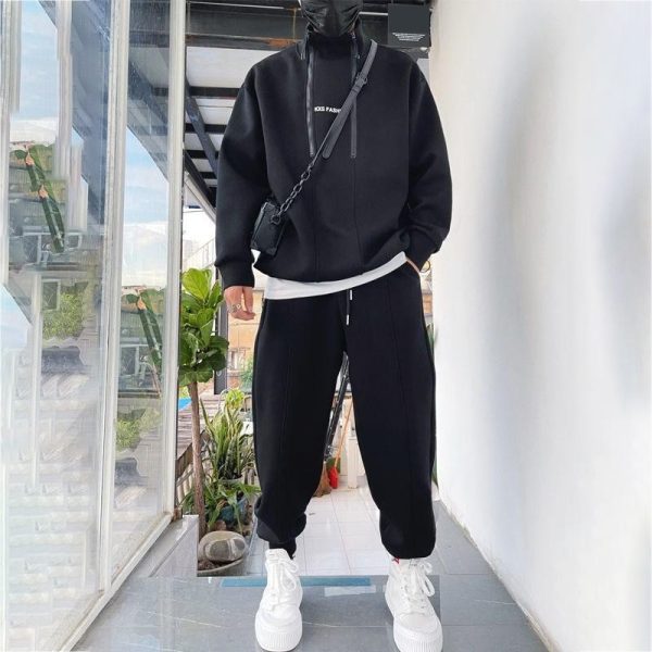 Tracksuit Men 2 Piece Set Hip Hop Men Sports Wear Fashion Clothing Solid Color Sweatsuit Jogging Suit Men Running Clothes - Image 3