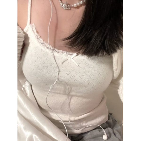 Xingqing 2000s Fairycore Camisole y2k Women Spaghetti Strap Crop Top Kawaii Sweet White Camis Tanks Grunge Aesthetic Clothes - Image 2