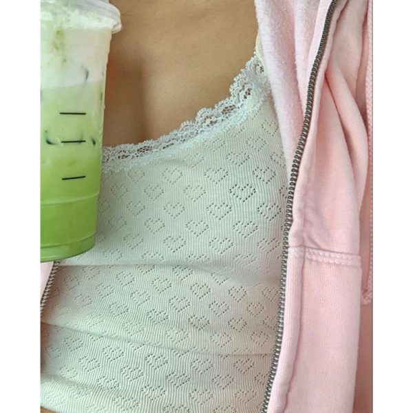 Xingqing 2000s Fairycore Camisole y2k Women Spaghetti Strap Crop Top Kawaii Sweet White Camis Tanks Grunge Aesthetic Clothes - Image 5