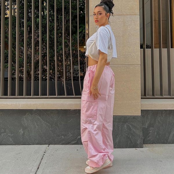 Y2K Clothing Oversized Drawstring Low Waist Parachute Loose Fit Sweatpants Trousers Women Jogger Cargo Pants Streetwear Outfits - Image 2