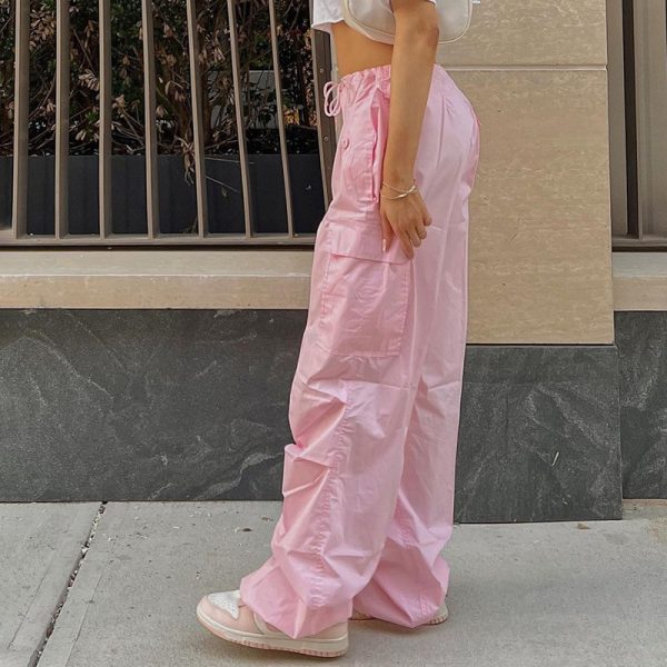 Y2K Clothing Oversized Drawstring Low Waist Parachute Loose Fit Sweatpants Trousers Women Jogger Cargo Pants Streetwear Outfits - Image 3