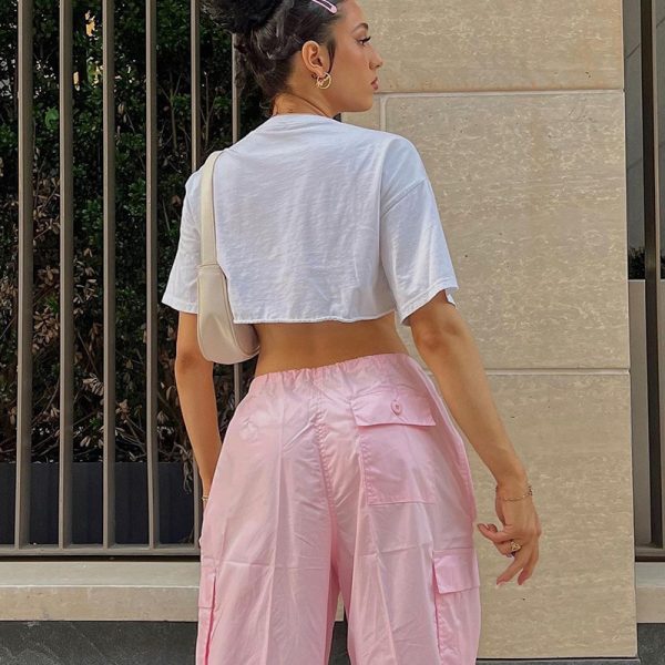 Y2K Clothing Oversized Drawstring Low Waist Parachute Loose Fit Sweatpants Trousers Women Jogger Cargo Pants Streetwear Outfits - Image 4