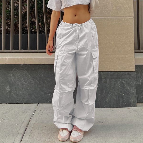 Y2K Clothing Oversized Drawstring Low Waist Parachute Loose Fit Sweatpants Trousers Women Jogger Cargo Pants Streetwear Outfits - Image 5