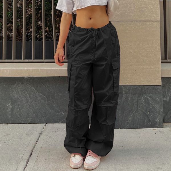 Y2K Clothing Oversized Drawstring Low Waist Parachute Loose Fit Sweatpants Trousers Women Jogger Cargo Pants Streetwear Outfits - Image 6
