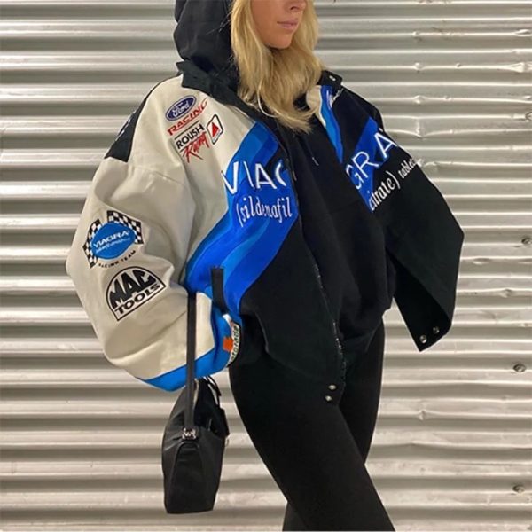 Y2k Clothes Winter Women Trench Coats Casual Jacket Female Gothic Racing Hip-hop Egirl Bomber Oversized Top Baseball Uniform - Image 2