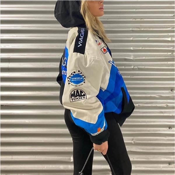 Y2k Clothes Winter Women Trench Coats Casual Jacket Female Gothic Racing Hip-hop Egirl Bomber Oversized Top Baseball Uniform - Image 3